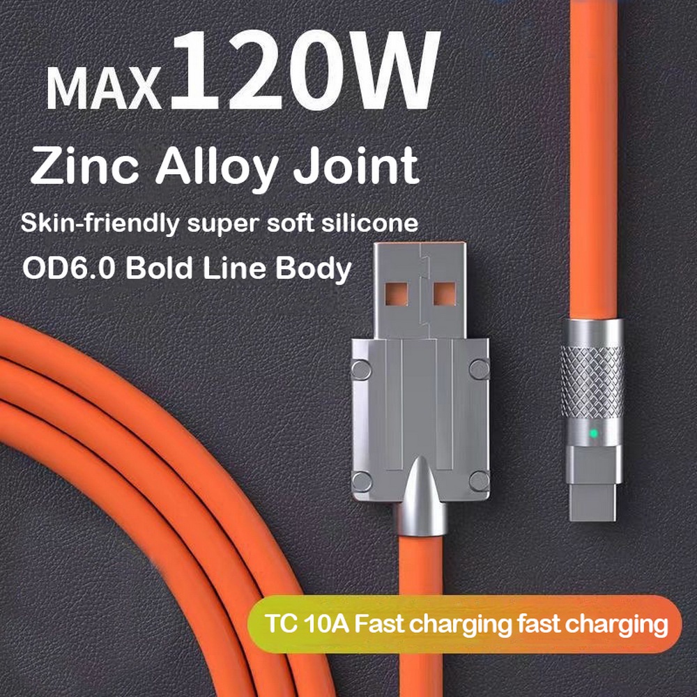 Matei 120w 10A Kabel Silikon Cair Charge Super Cepat Charger Kabel Data Jalur Bahan Silikon for iphone oppo vivo Samsung Huawei Xiaomi Micro USB Type-C Lightning - Gambar 2