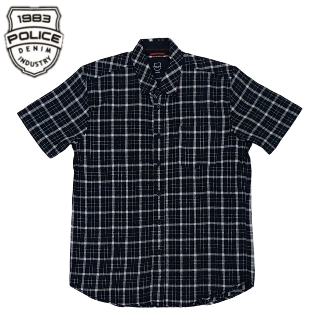 KEMEJA Police Flannel Shirt Regular Fit 044 | Shopee Singapore