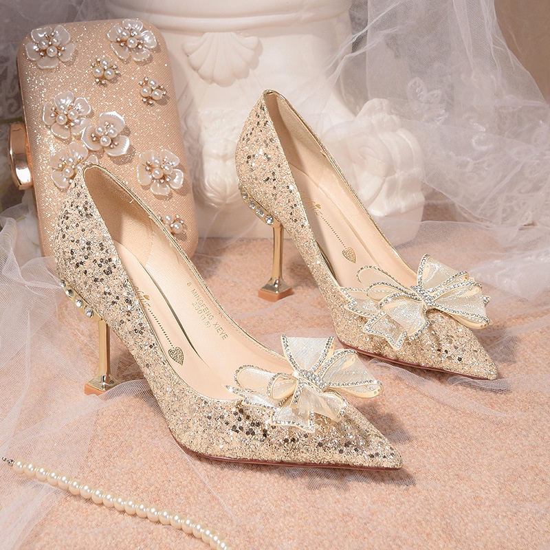 Gold sparkle wedding on sale shoes