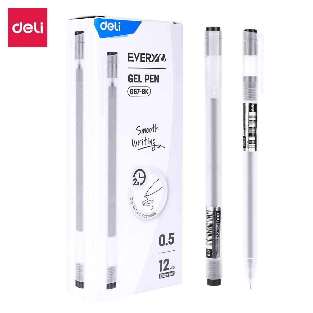 Deli Gel Pen / Pulpen Gel 0.5mm Kapasitas Tinta 800 Meter Penulisan Halus EG67 12 pcs - Gambar 2