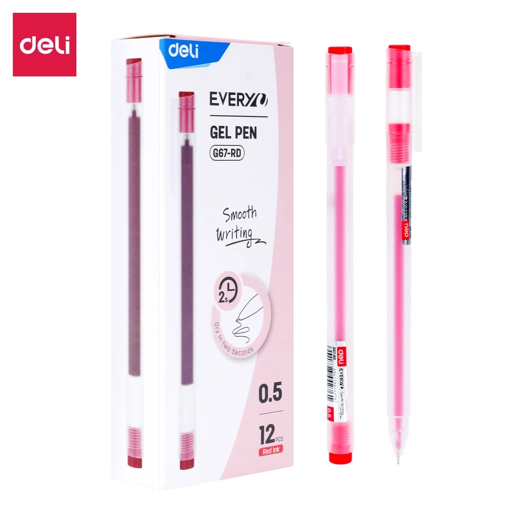 Deli Gel Pen / Pulpen Gel 0.5mm Kapasitas Tinta 800 Meter Penulisan Halus EG67 12 pcs - Gambar 4