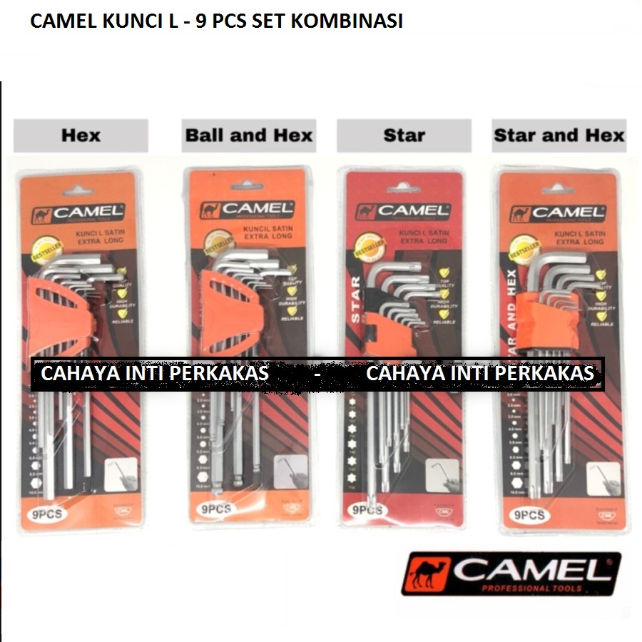 Camel L Key Combination Set 9 Pcs - Hex, Ball & Hex, Star, Star & Hex ...