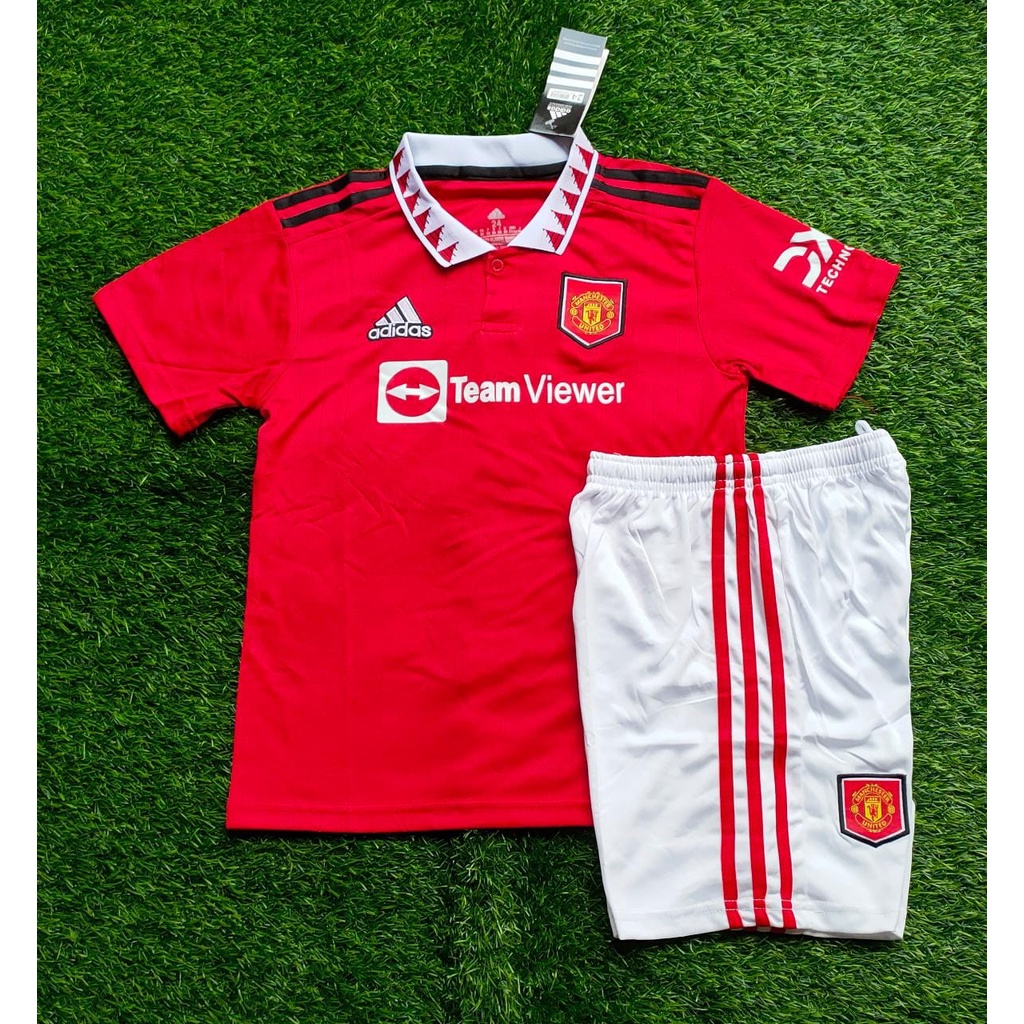 Manchester UNITED HOME 2023 Football Clothes/KIDS MU HOME JERSEY Set