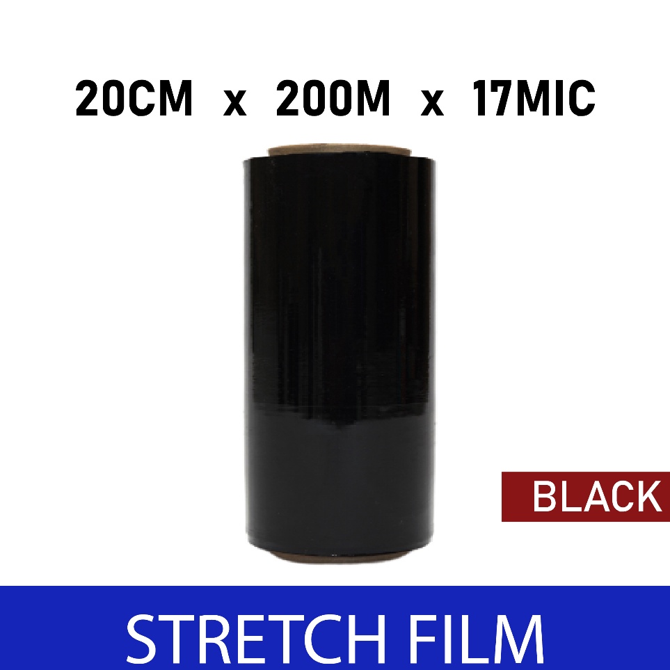 HITAM Plastic wrapping BLACK STRETCH FILM BLACK 20CM X 200M Plastic