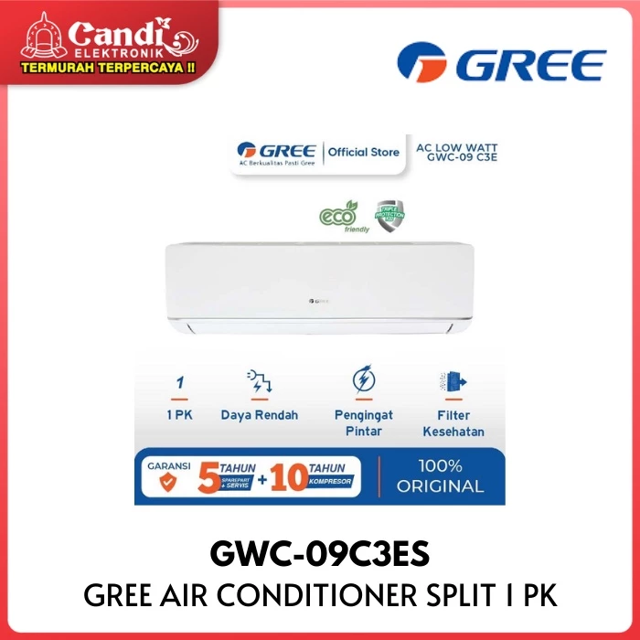 AC SPLIT DELUXE GREE GWC-09C3ES 1 PK LOW WATT GWC09C3ES GWC 09C3ES AIR CONDITIONER - Gambar 4