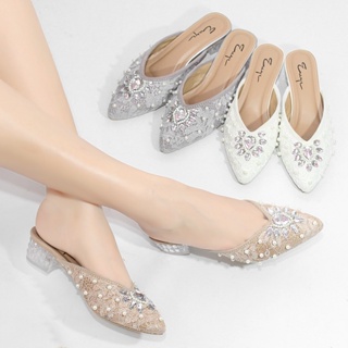 2023 Rhinestone High Heels Women Pumps Newest Cinderella Shoes Pointed toe  Woman Crystal Party Wedding Shoes 1cm/5cm/7cm/9cm