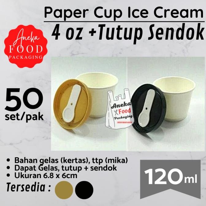Paper Cup/Ice Cream Glass 4Oz+Ttp+spoon | Shopee Singapore