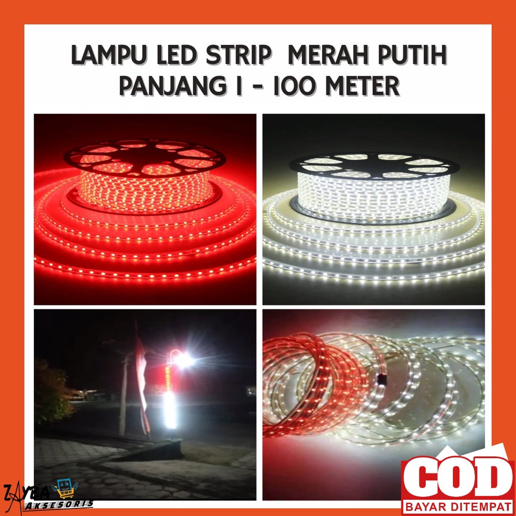 PUTIH MERAH Red and White Led Strip Light Hose 5050 SMD AC 220V Meter ...