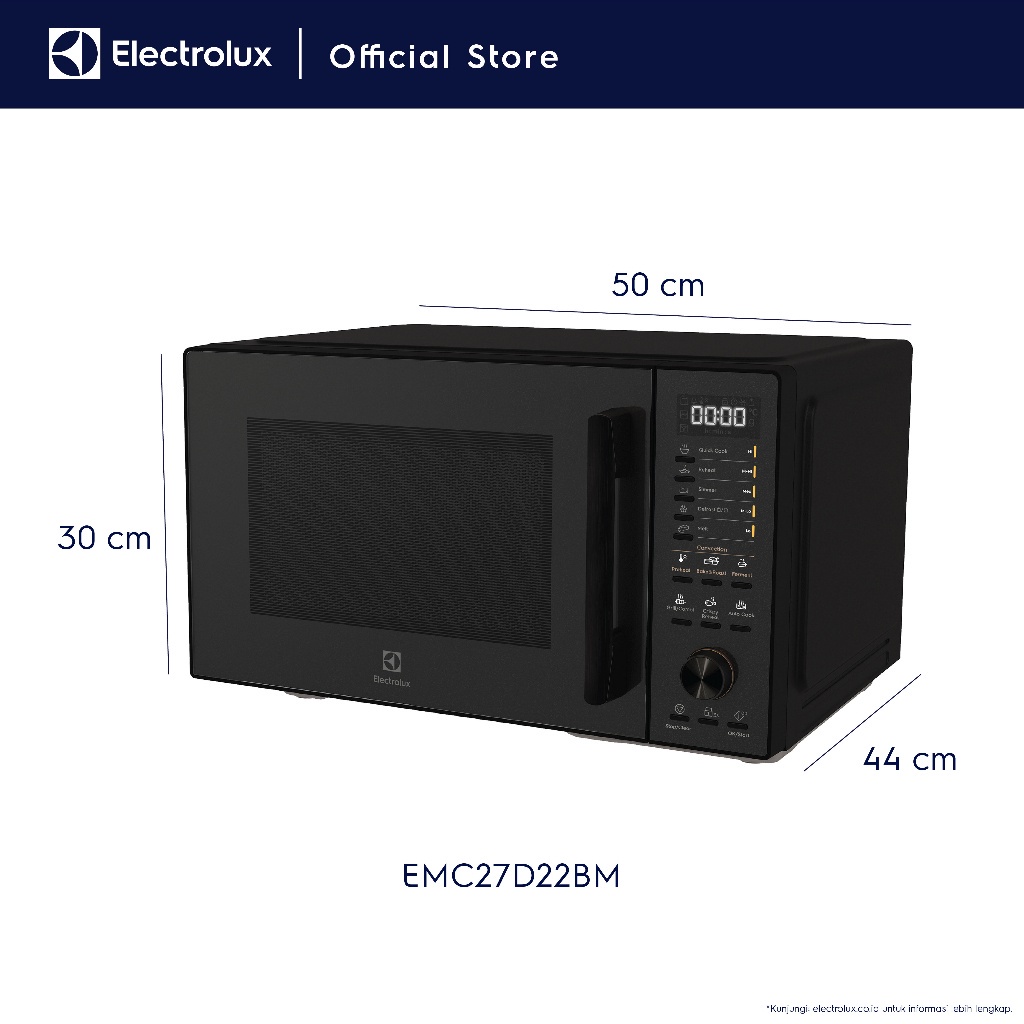 Electrolux Microwave 27L Microwave 11-in-1 : Convection, Quick Cook, Reheat, Simmer, Defrost, Melting, Combi Grill, Cripy Reheat,Auto Cook, Bake&Roast,Pre-heat Flexible Power Slow Cook Fungsi Fermentasi free aksesoris kukus  EMC27D22BM - Gambar 4