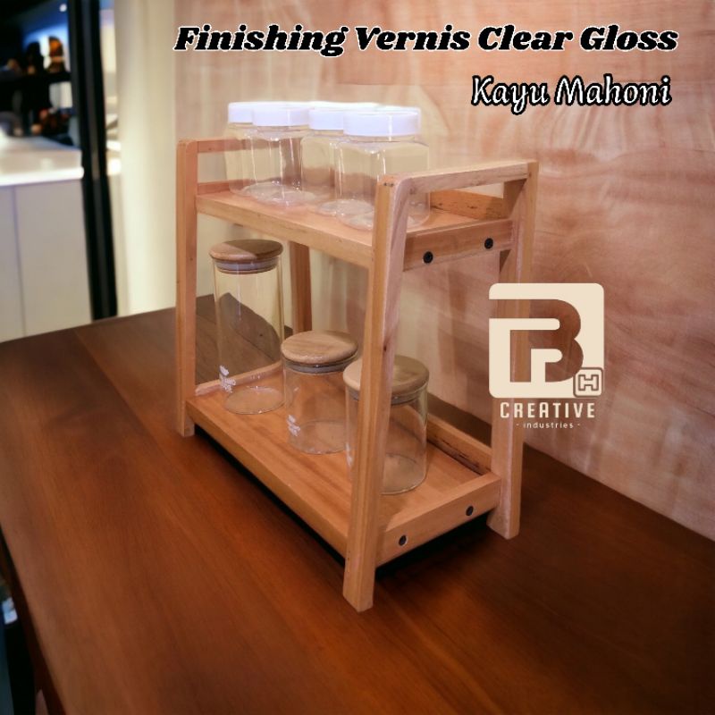 Clear Gloss Varnished Wooden Kitchen Spice Rack | Shopee Singapore
