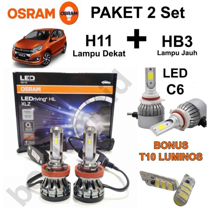 New AGYA AYLA H11 OSRAM XLZ LED Light Package+LED C6 HB3 9005 6000K Original Toyota