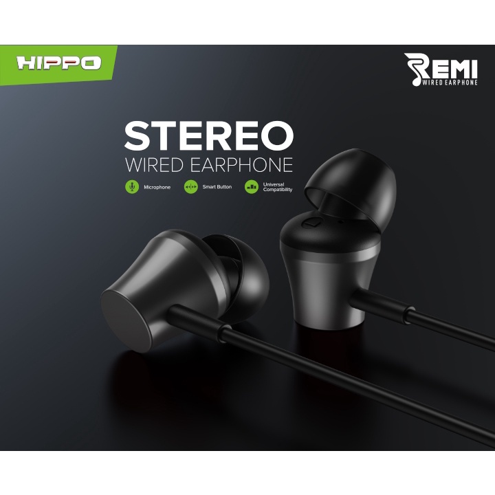 Hippo REMI Wired Earphone Headset Handsfree Super Bass Stereo - Gambar 3