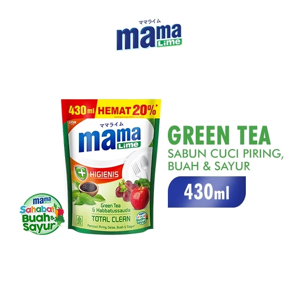 Mama Lime Sabun Cuci Piring Green Tea Pouch 430 ml