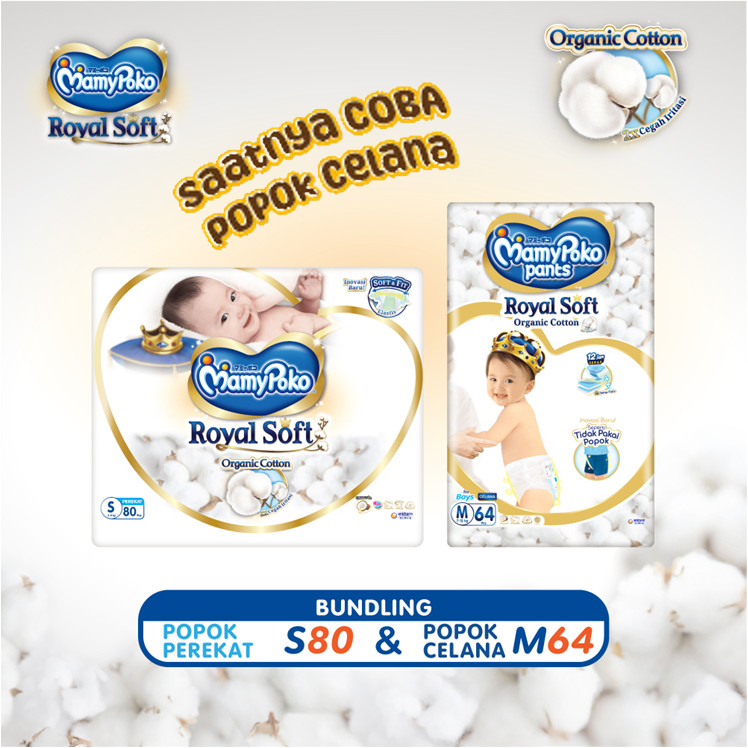 Pants Trial Pack - Mamypoko Royal Soft Organic Perekat S 80 + Pants M 64 Boys