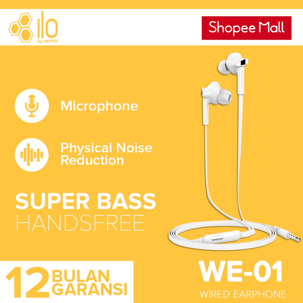 Hippo headset handsfree earphone WE-01 deep Bass Original - Gambar 3