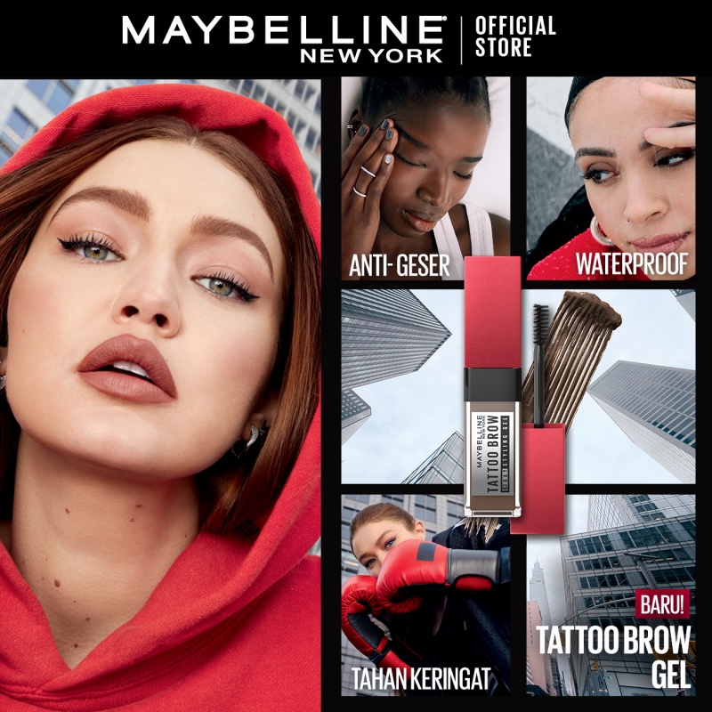MAYBELLINE OFFICIAL Tattoo Brow 3 Day Styling Gel Brown - 6ml Browcara Mascara Alis Eye Makeup Cokelat Brow Tint Waterproof Transferproof - Gambar 2