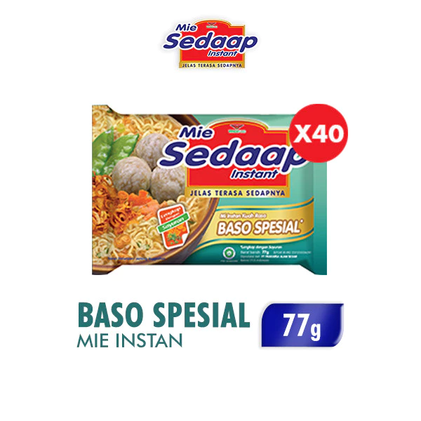 Sedaap Mie Instan Bakso Spesial Bag 77 gr x40