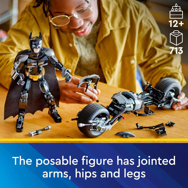 LEGO Super Heroes 76273 Batman Construction Figure and the Bat-Pod Bike (713 Pieces), Building Block, Toys, Bricks - Gambar 4