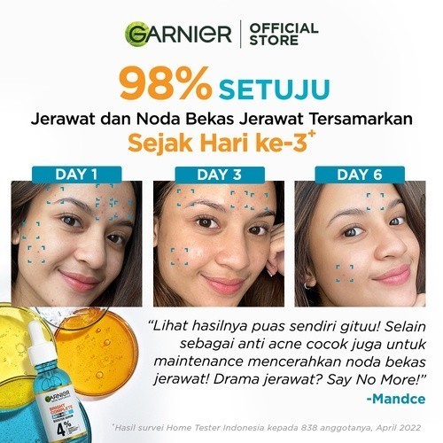 Garnier Bright Complete Anti Acne Starter Kit Serum 15 ml + Foam 100 ml - Skincare Jerawat Vitamin C - Gambar 3