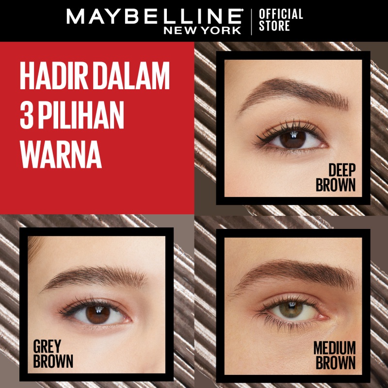 MAYBELLINE OFFICIAL Tattoo Brow 3 Day Styling Gel Brown - 6ml Browcara Mascara Alis Eye Makeup Cokelat Brow Tint Waterproof Transferproof - Gambar 3