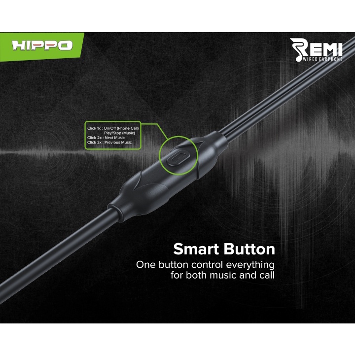 Hippo REMI Wired Earphone Headset Handsfree Super Bass Stereo - Gambar 4