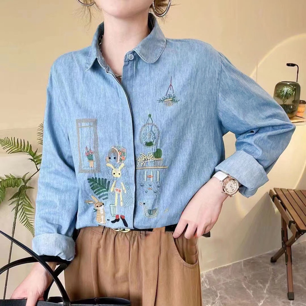 Soft best sale denim blouse