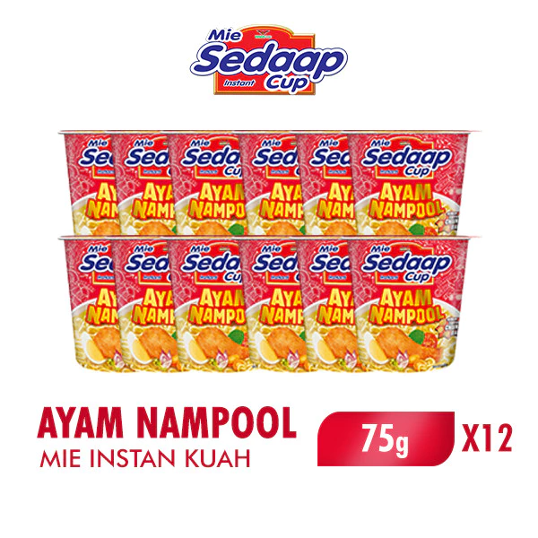 Sedaap Mie Instan Cup Ayam Nampool 75 gr x12