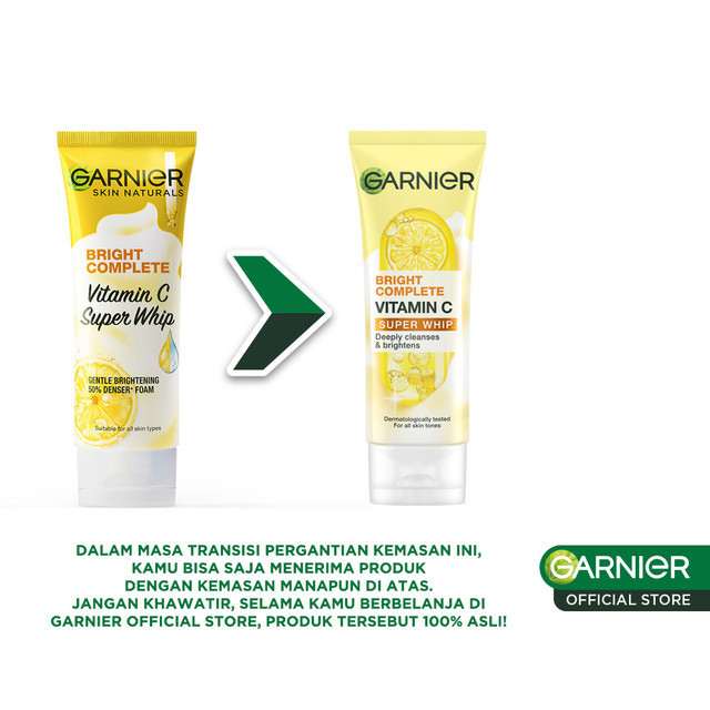 [PAKET HEMAT ISI 2] GARNIER Facial Wash Bright Complete Vitamin C Super Whip Foam Face Wash 100ml / Skincare Pembersih Wajah Mencerahkan sabun cuci muka sabun muka glowing dan memutihkan - Gambar 3