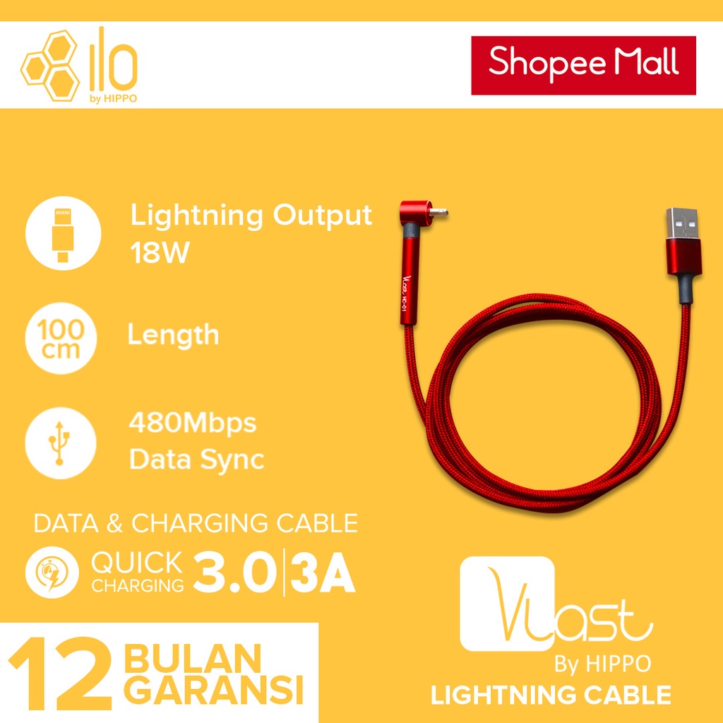 Vlast Kabel Data HC-01 Lightning USB 100 cm - Gambar 2