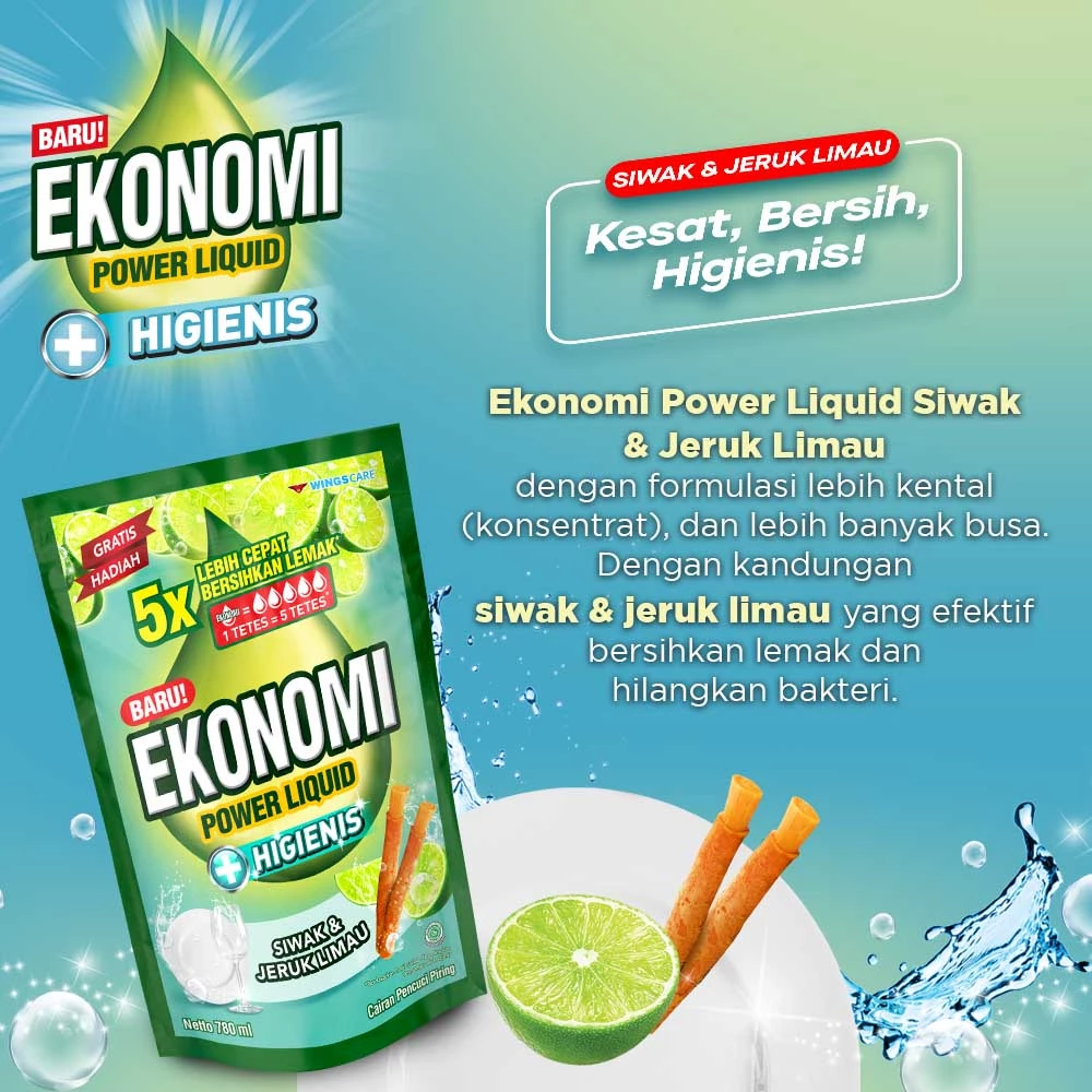 Ekonomi Power Liquid Sabun Cuci Piring Siwak & Jeruk Nipis Pouch 650 ml - Gambar 3