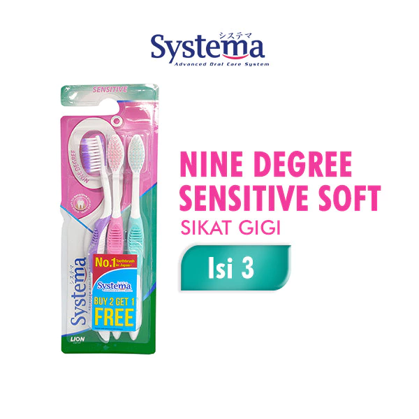 Systema Sikat Gigi 9 Degree Sensitive Kemasan Ekonomis Isi 3 Pcs - Gambar 2