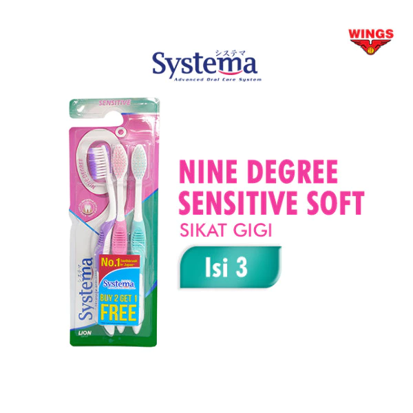 Systema Sikat Gigi 9 Degree Sensitive Kemasan Ekonomis Isi 3 Pcs - Gambar 3