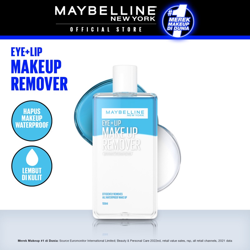 MAYBELLINE OFFICIAL Lip & Eye Makeup Remover - 70/150 ml / Mudah Hapus Make Up Waterproof Cocok Untuk Mata Sensitif Lembut di Kulit / 150ml - Gambar 3