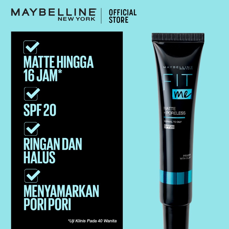 MAYBELLINE OFFICIAL Fit Me Matte + Poreless Primer Make Up - 30ml (Primer Wajah Untuk Hasil Matte Hingga 16 Jam) - Gambar 2