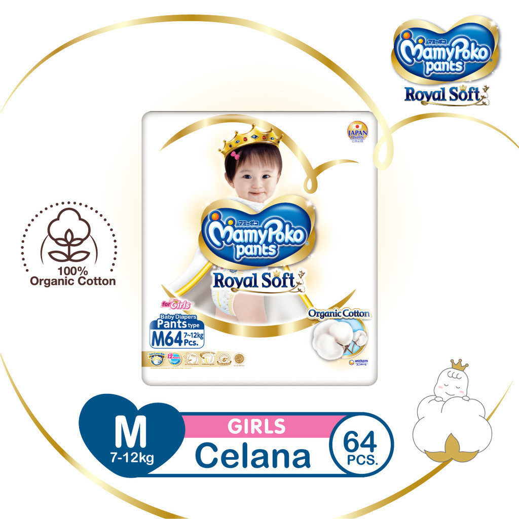 Pants Trial Pack - Mamypoko Royal Soft Organic Perekat S 80 + Pants M 64 Girls - Gambar 3