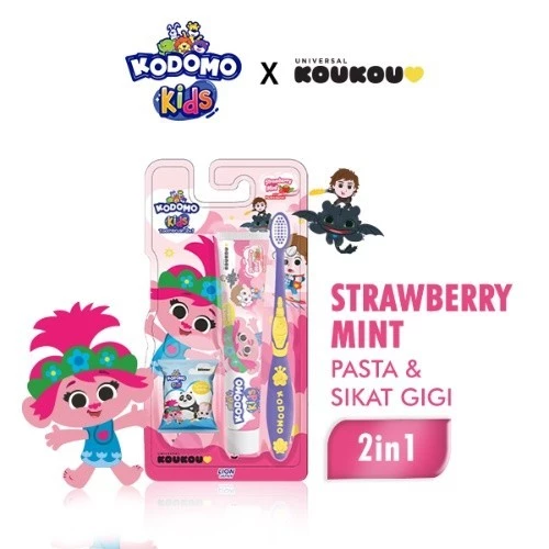 Kodomo Kids Sikat Gigi Strawberry Mint Koukou 2 In 1