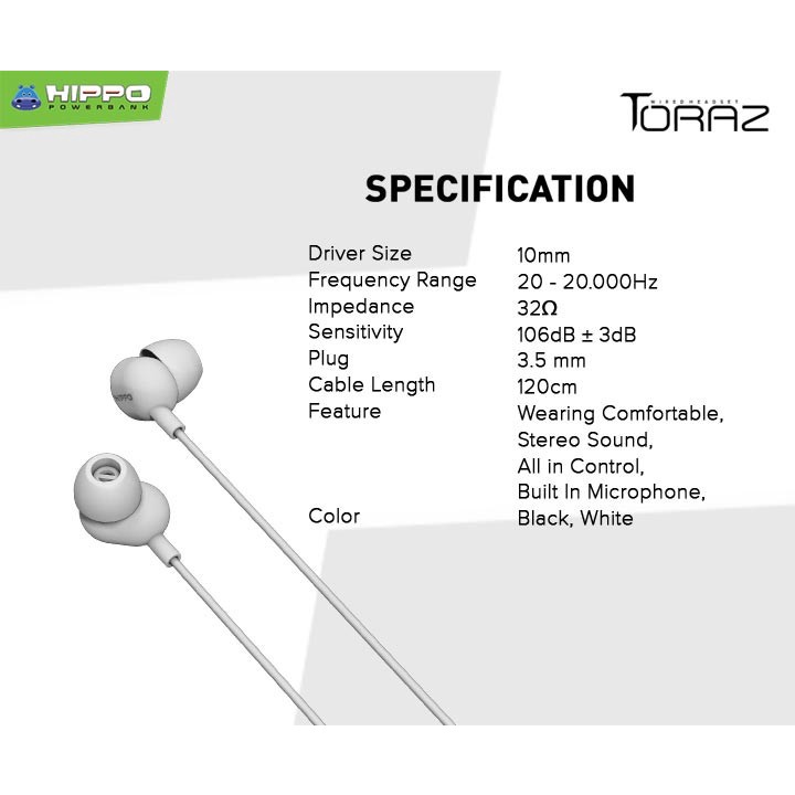 Hippo Toraz Handsfree Earphone Stereo - Gambar 3