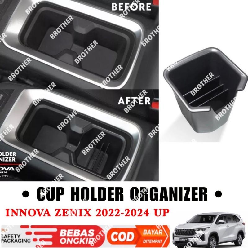 HITAM Innova Zenix 2022 2024 2025 Car Organizer Cup Holder Black