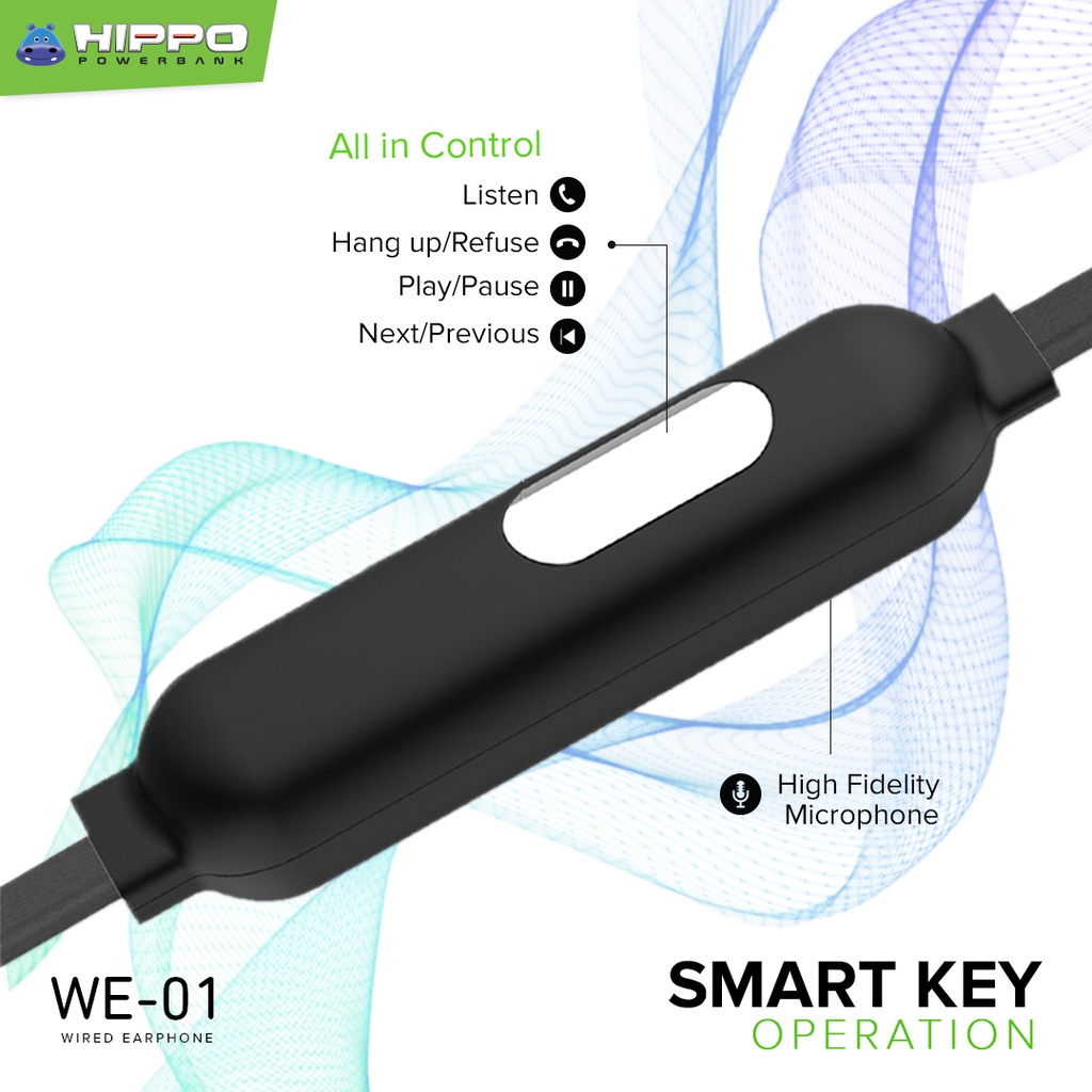 Hippo headset handsfree earphone WE-01 deep Bass Original - Gambar 4