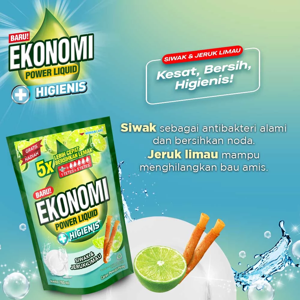 Ekonomi Power Liquid Sabun Cuci Piring Siwak & Jeruk Nipis Pouch 650 ml - Gambar 2