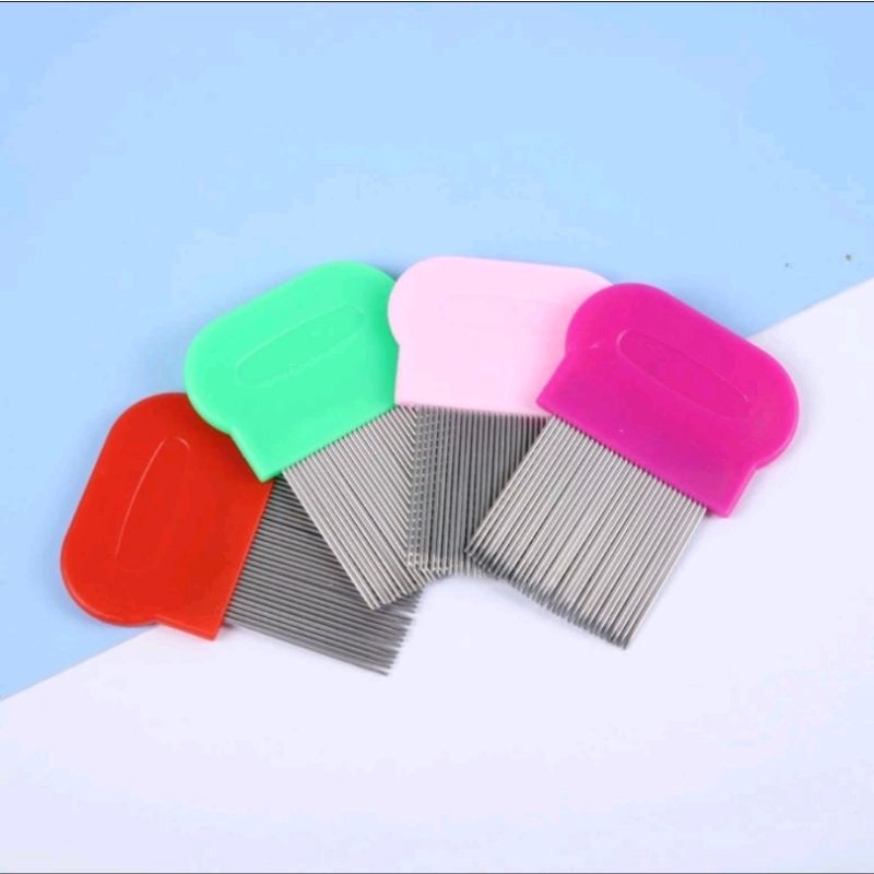 1PCS Sisir Serit Membersihkan Ketombe & Kutu Kutu Mini Bahan Besi Stainless Rapat Kokoh Seret Ketombe Kutu Rambut Handle Plastik A150 - Gambar 4