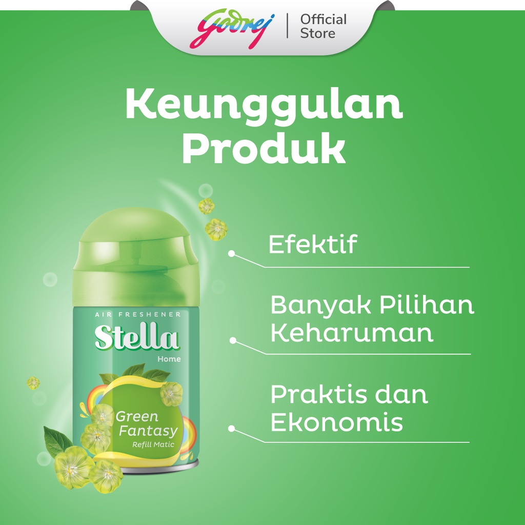 Stella Refill Matic Green Fantasy 2x 160ml Paket Ekonomis - Pengharum Ruangan Otomatis - Gambar 2
