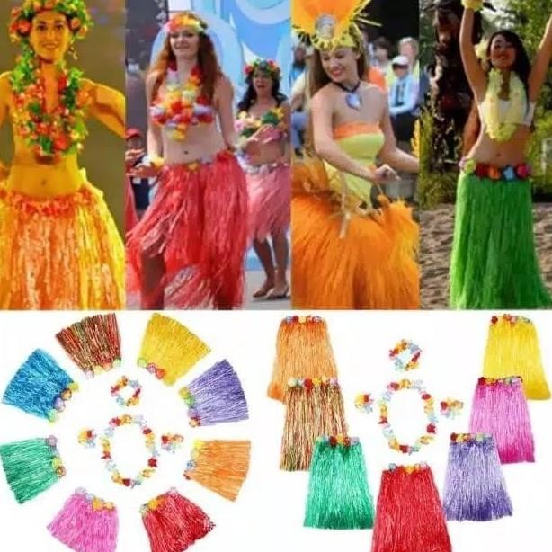 1pc 40cm/60cm Child/adult Hawaiian Grass Skirt With Garlands For Luau Party  Dance Costume, Tropical Beach Party Decor