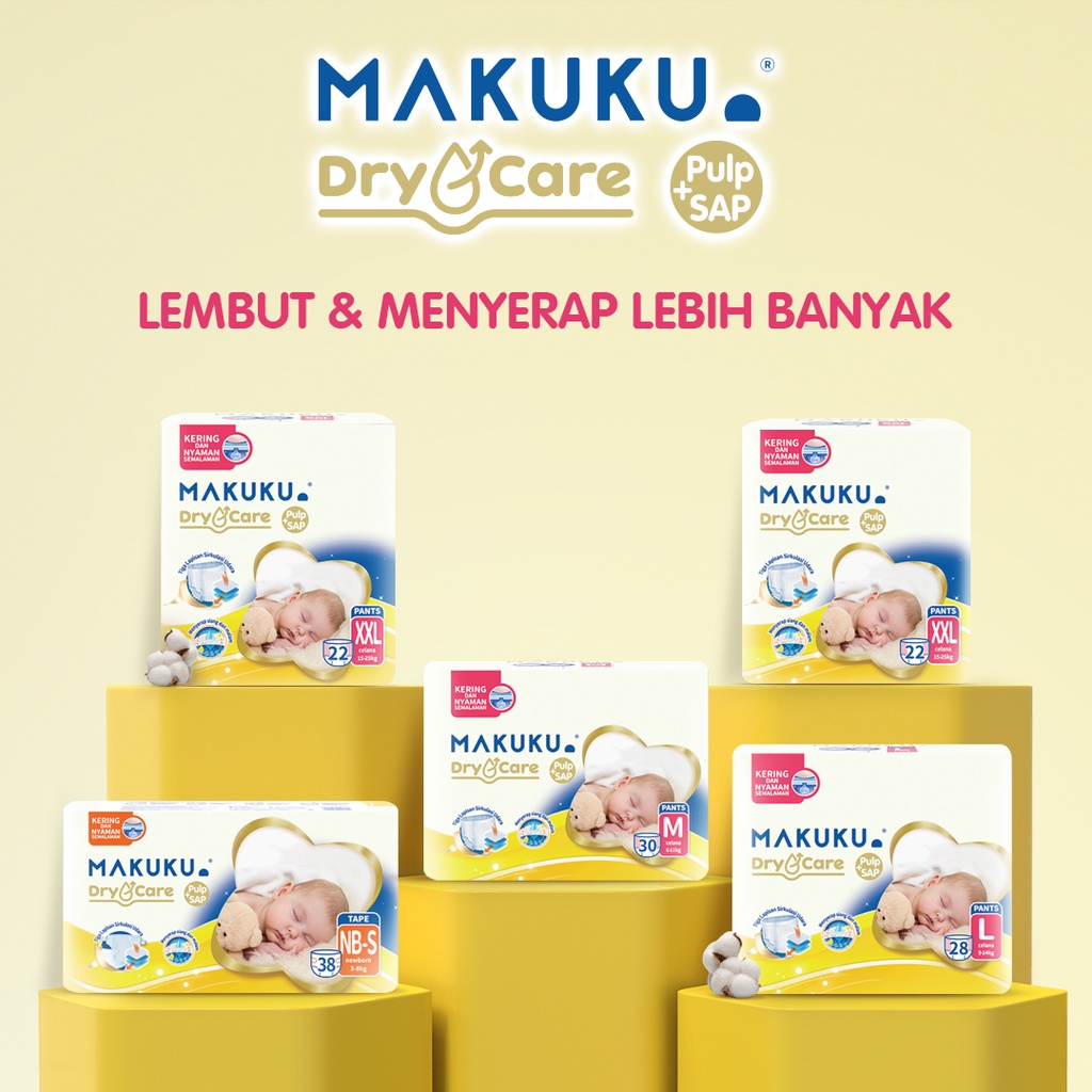 [1 PACK] Makuku Diapers Dry Care Popok Bayi Celana/Perekat NB-S/M/L/Xl/XXL
