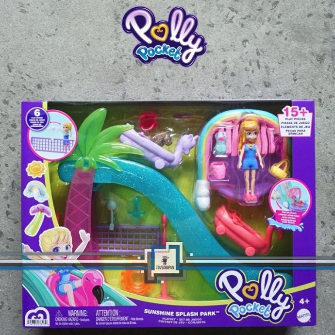 Polly Pocket Sunshine Splash Park Playset Slidin Water Waterpark ...