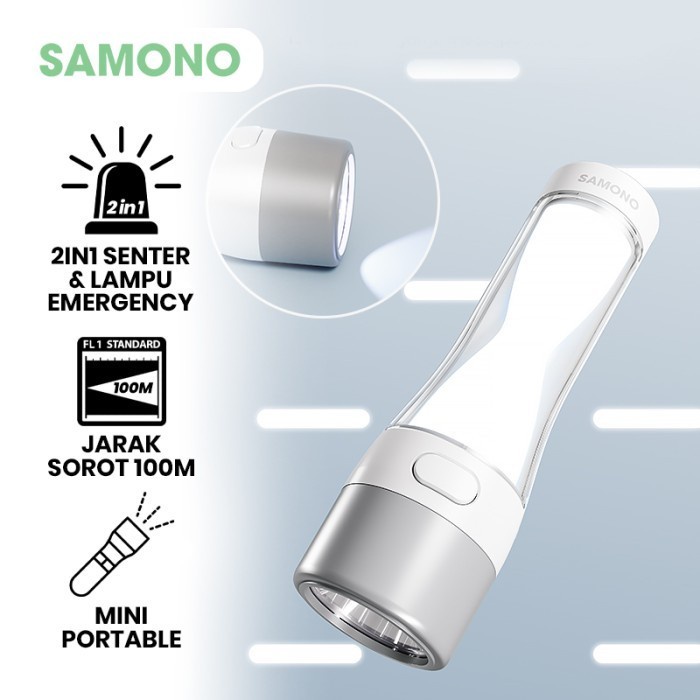SAMONO 2-in-1 LED Flashlight Rechargeable Emergency Lamp 1200 mAh SW ...