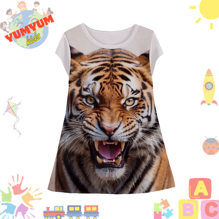 KIDS JERSEY TEE MIDI DRESS 12-14 TIGER TRAP