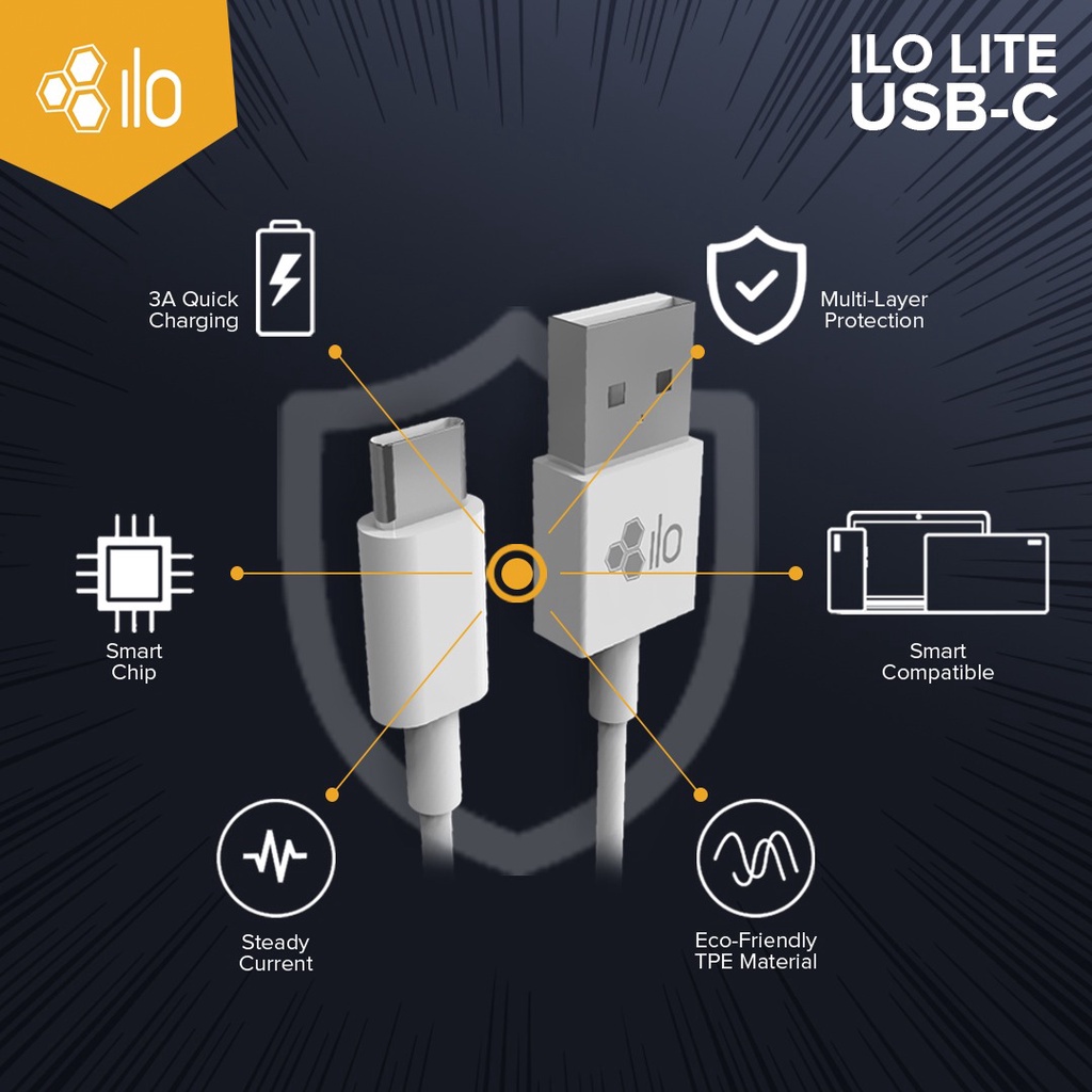 ILO Cable Data Lite Type C Lighnting C to C Support Fast Charging 3.0 max output 3A - Gambar 4