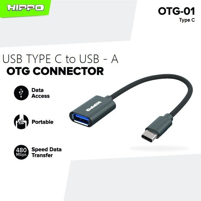 Hippo OTG -01 USB-C TO USB-A USB 2.0 Panjang 16cm - Gambar 3