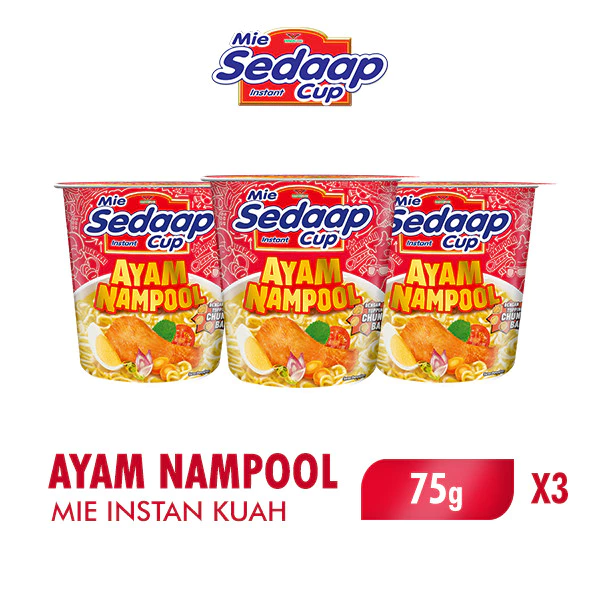 Sedaap Mie Instan Cup Ayam Nampool 75 gr x3